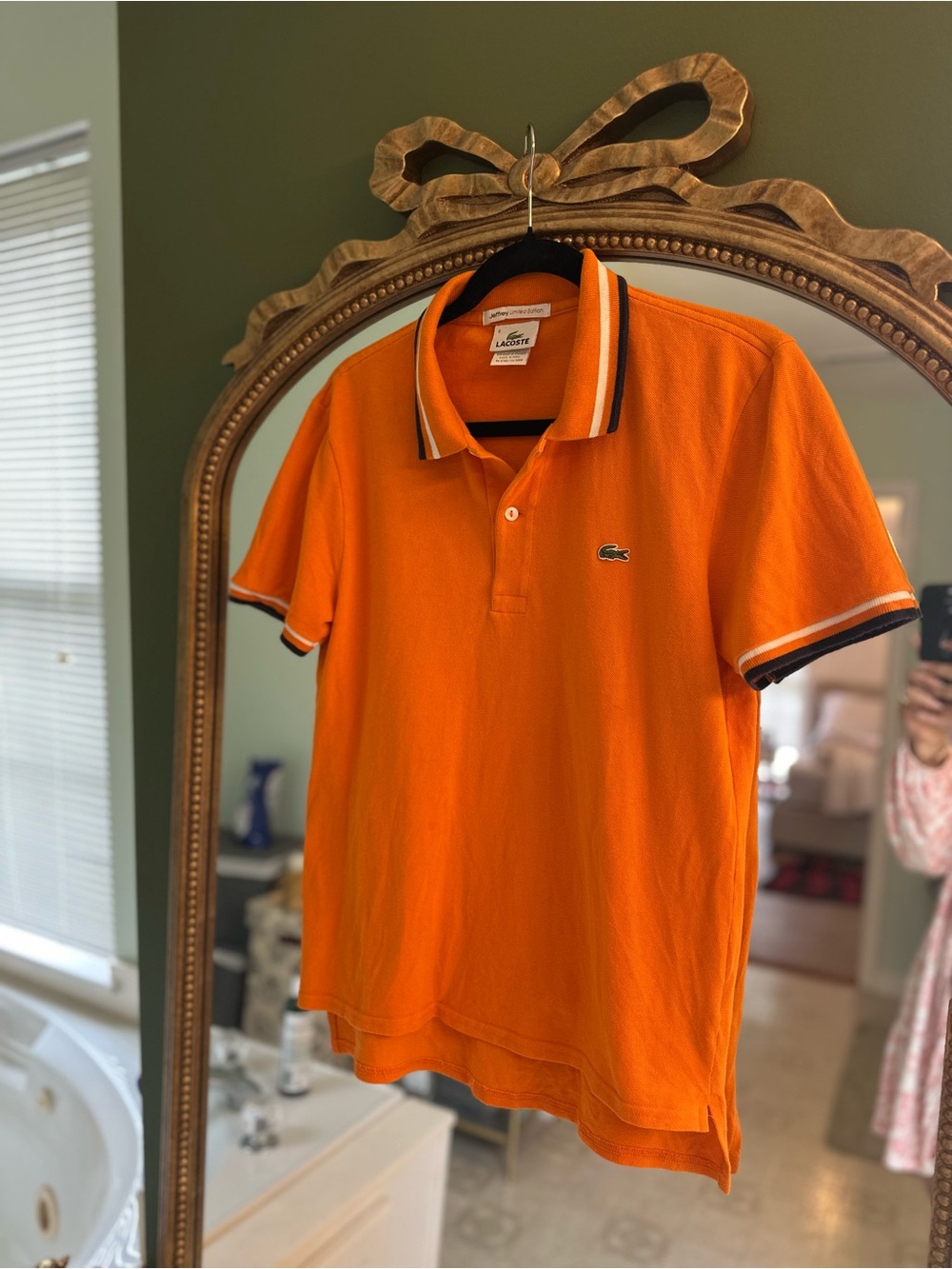 Lacoste Orange Short-Sleeve Polo with Contrasting Trim